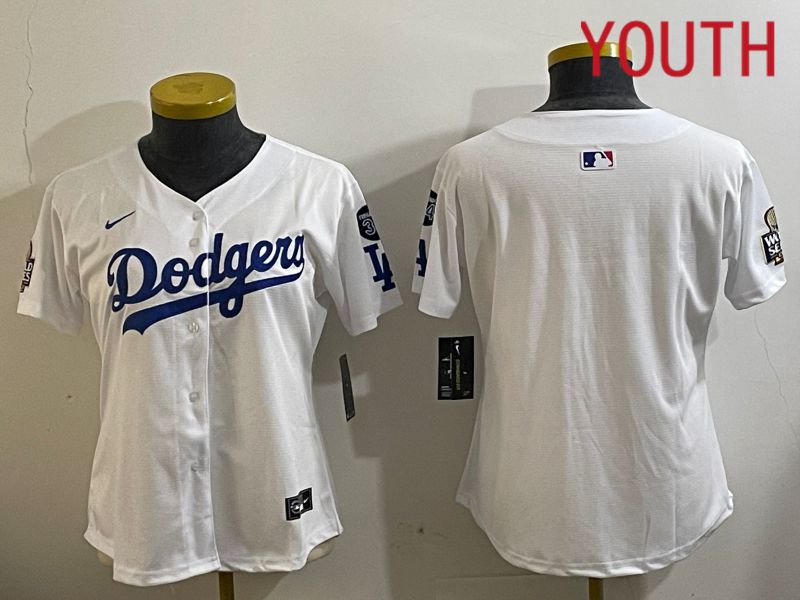 Youth Los Angeles Dodgers Blank White Game 2024 Nike MLB Jersey style 112120